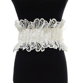 Lace Ruffled Wide Belt