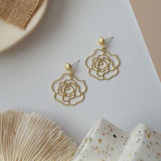 Flower Alloy Dangle Earring 1 Pair - Gold - One Size