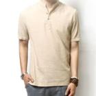 Linen Half-placket Short-sleeve Shirt