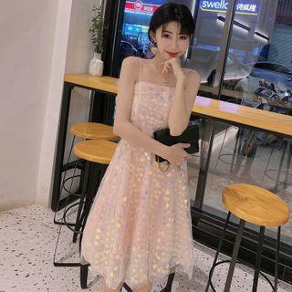 Spaghetti Strap Holographic A-line Dress