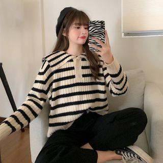 Peter Pan Striped Knit Top