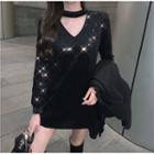 Long-sleeve Sequin Mini Dress As Shown In Figure - One Size