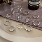 Set Of 12: Embossed Alloy Ring (various Designs) Set Of 12 - 54852 - Silver - One Size
