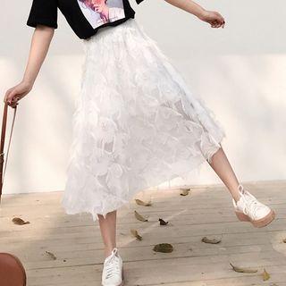 A-line Fringe Midi Skirt