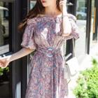 Off-shoulder Floral Midi A-line Dress
