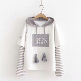 Tassel Drawstring Hoodie White - One Size
