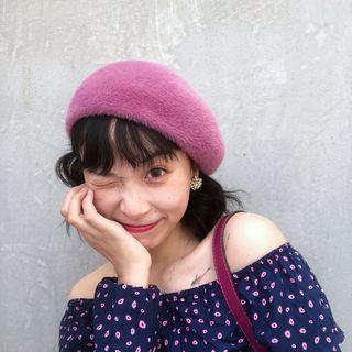 Faux-fur Beret As Figure - M=56-58cm