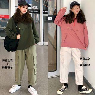 Zipped Hooded Top / Wide Leg Pants