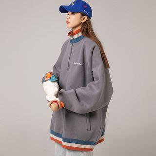 High-neck Oversize Color-block Sweatshirt