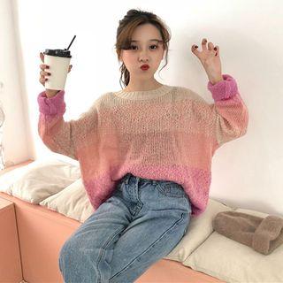 Colored Panel Knit Top Pink - One Size