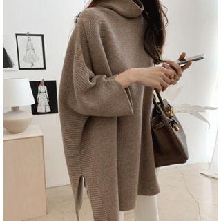 Turtle-neck Shawl Knit Top