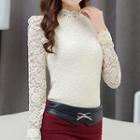 Frill Trim Long-sleeve Lace Top