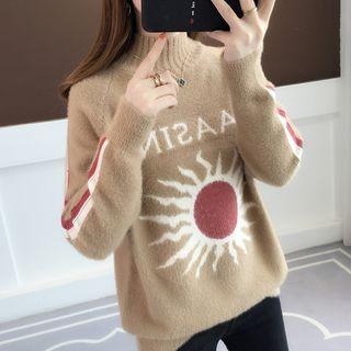Sun Print Long-sleeve Knit Sweater