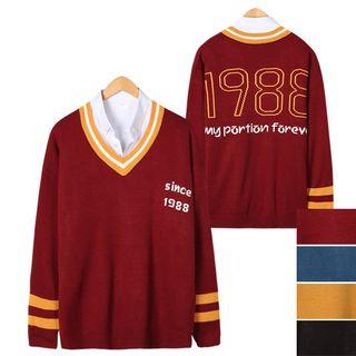 Couple 1988 Printed V-neck Sweater