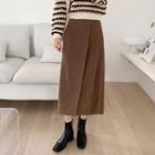 Band-waist Faux-suede Wrap Skirt