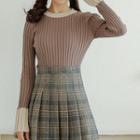 Two-tone Rib Knit Sweater