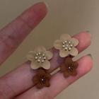 Flower Drop Earring D2-1-6 - 1 Pair - Coffee & Dark Coffee - One Size