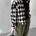 Checked Sherpa-fleece Zip-up Jacket One Size