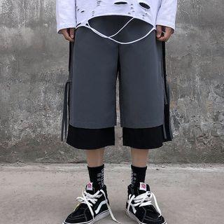 Mock Two-piece Capri Wide-leg Pants