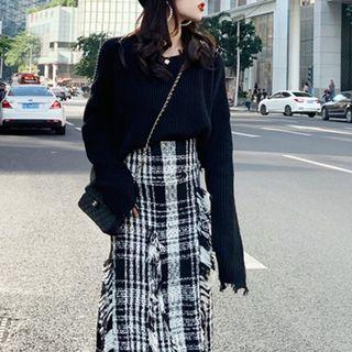 Ripped Cropped Sweater Black - One Size