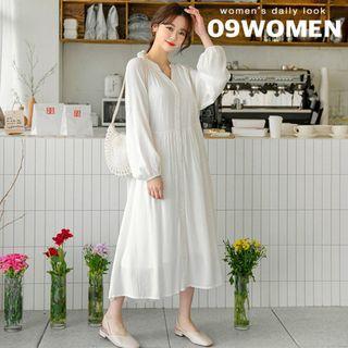 Plus Size Mandarin-collar Long Shirtdress