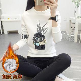 Long-sleeve Fleece-lined Cartoon T-shirt