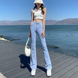 Mid Waist Washed Bootcut Jeans (various Designs)