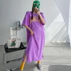 Overlock-stitch Pigment Long T-shirtdress