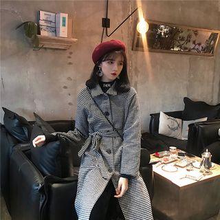 Houndstooth Coat With Sash