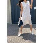 Sleeveless Frilled Textured H-line Dress