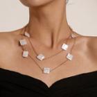 Square Faux Pearl Layered Necklace