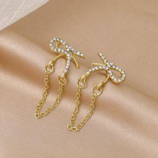 Fringe Bow Stud Earring Gold - One Size