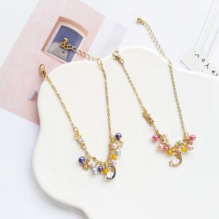 Alloy Moon & Cat Faux Crystal Pendant Necklace