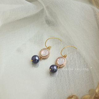 Rhinestone Faux Pearl Alloy Dangle Earring 1 Pair - C-305 - Gold - One Size