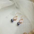 Rhinestone Faux Pearl Alloy Dangle Earring 1 Pair - C-305 - Gold - One Size