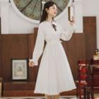 Long Sleeve Tie-waist Dress
