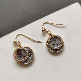 Rhinestone Drop Earring Hook Earring - 1 Pair - Gold - One Size