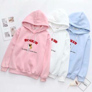 Dog Embroidered Lettering Hoodie