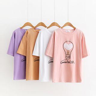 Light Bulb Embroidered Short-sleeve T-shirt