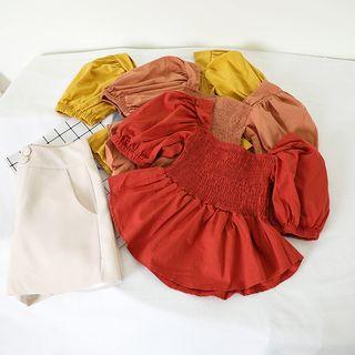 Square-neck Puff-sleeve Cropped Top