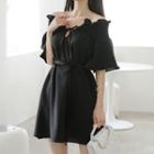 Bow Detail Off-shoulder Mini A-line Dress