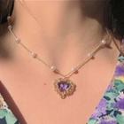 Gemstone Pendant Necklace Purple - One Size