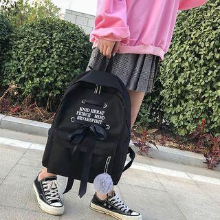 Canvas Lettering Bow Accent Backpack