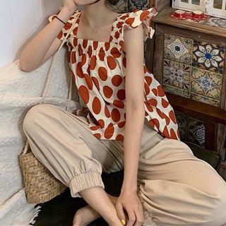 Dotted Tank Top / Cropped Harem Pants