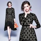 Asymmetric Long-sleeve A-line Lace Dress