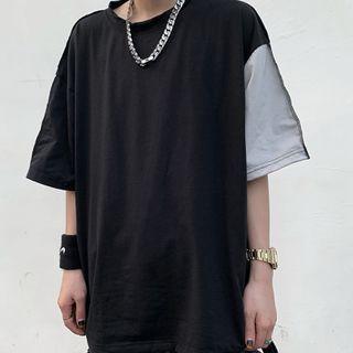 Short-sleeve Two-tone Panel T-shirt