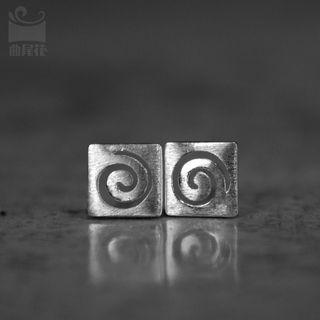Cutout Sterling Silver Square Earrings