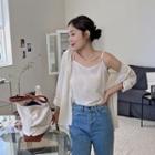 Set: Plain Crinkled Shirt + Sleeveless Top