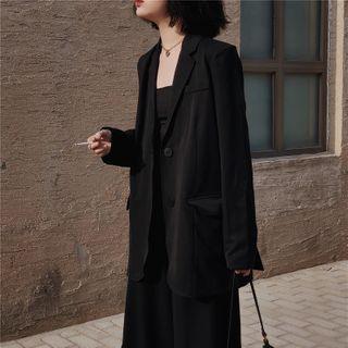 Set: Single-breasted Blazer + Straight-leg Dress Pants