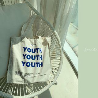 Lettered Canvas Shopper Bag Oatmeal - One Size